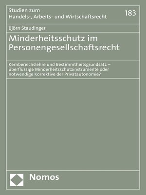 cover image of Minderheitsschutz im Personengesellschaftsrecht